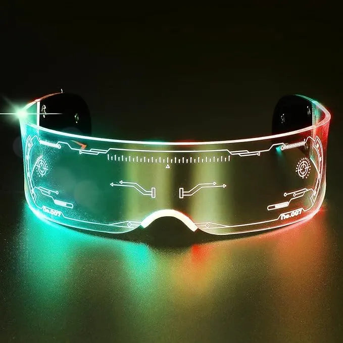 Luminous LED Futuristic Goggles for Party & Cosplay – Rechargeable Light Up Glasses for Rave, Festival, Halloween & Night Events