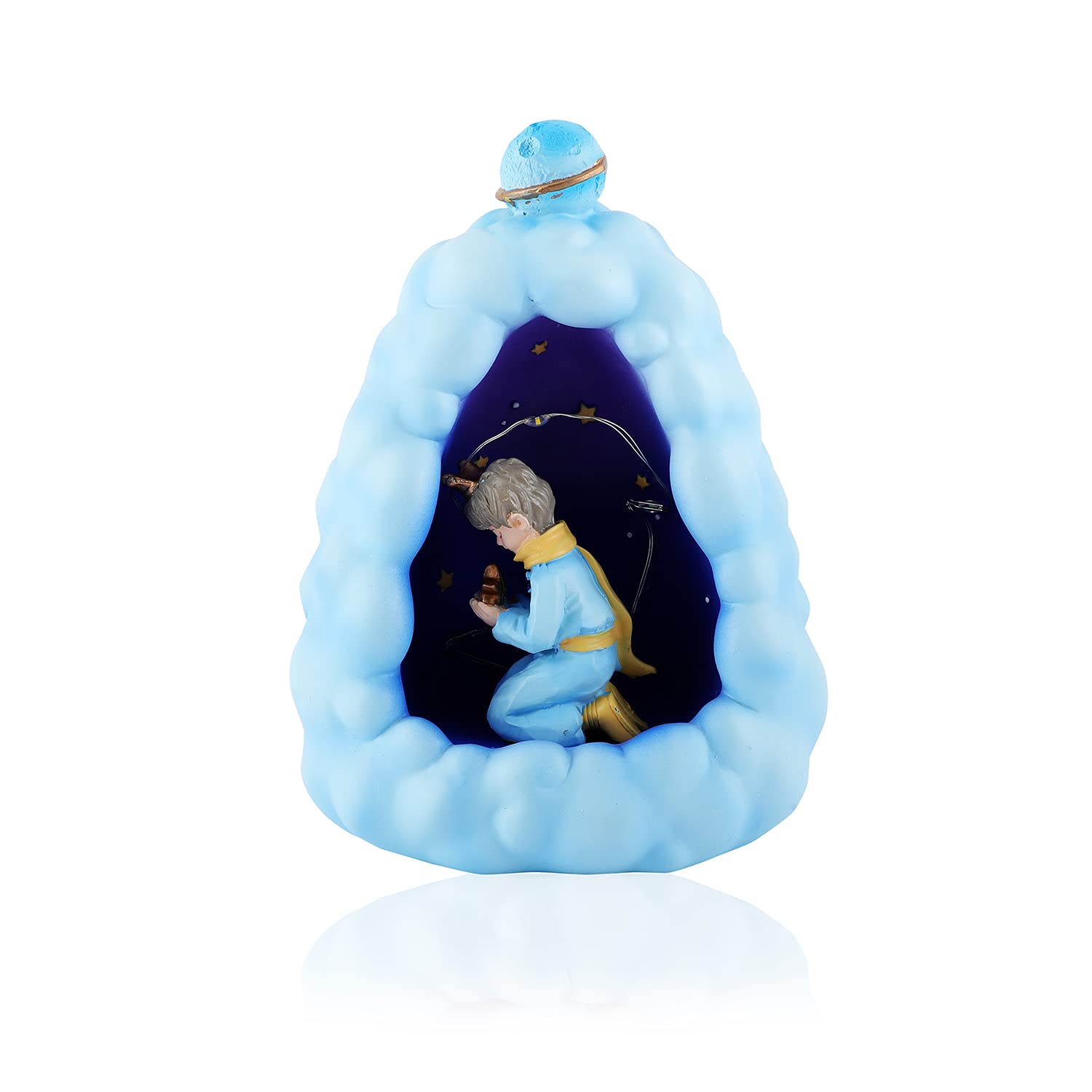 Stellar LED Night Lamp Resin Night Light Boy Statue for Kids Battery Powered Night Light Cute Bedside Lamp Resin Night Light Rechargeable Table Lamp for Kids Bedroom, Home decor, Office, Showcase (Blue) - Kalesh Monk