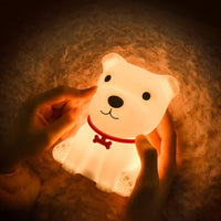 Cute Puppy Night Light Soft Silicone Lamp, Discolored USB Rechargeable Portable.