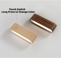 360-Degree Rotating Solid Wood Magnetic Charging Desk Lamp, No Drilling Required, Detachable, Reading Light for Bed Headboard