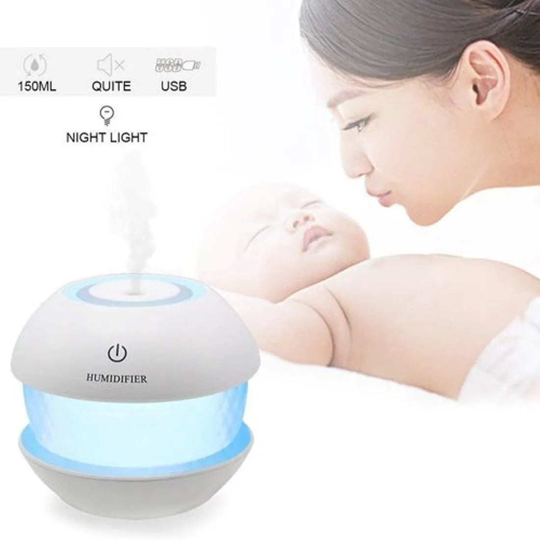 Diamond Humidifier – USB Cool Mist Aroma Diffuser with LED Light | Elegant Crystal-Style Air Purifier for Bedroom, Office & Gifting