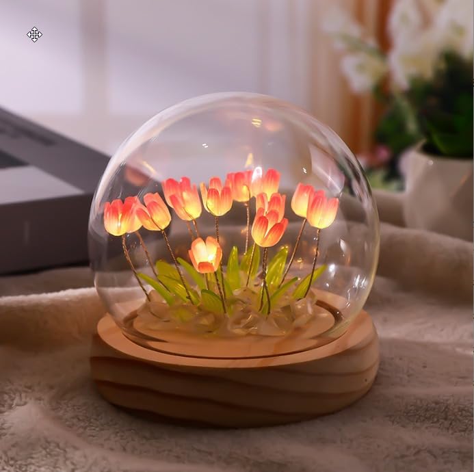 LumenBloom – Soft Glow Tulip Lamp | Decorative Night Light | USB Powered LED Tulip Flower Table Lamp