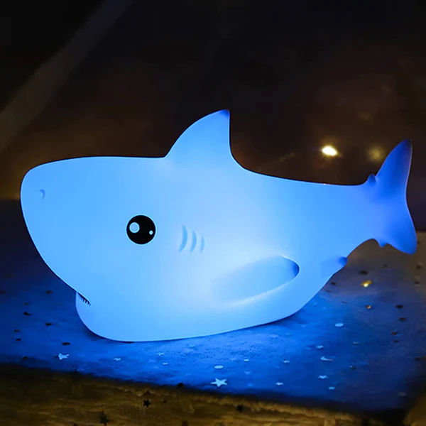 led rechargable shark night light lamp