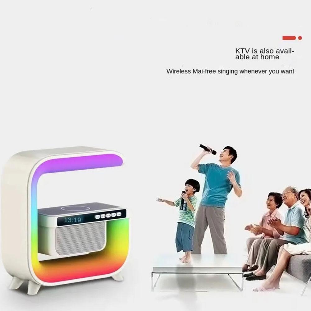 RGB LED Speaker Rgb Night Lamp with app Wireless Charger Alarm Clock Desk Lamp Wireless Charging Wakeup Light - Kalesh Monk