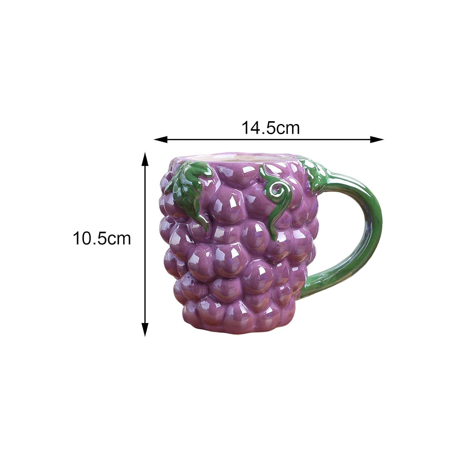 Grapes Ceramic Fruit Shape Glazed Ceramic Coffee Mug (450 ml) - Kalesh Monk