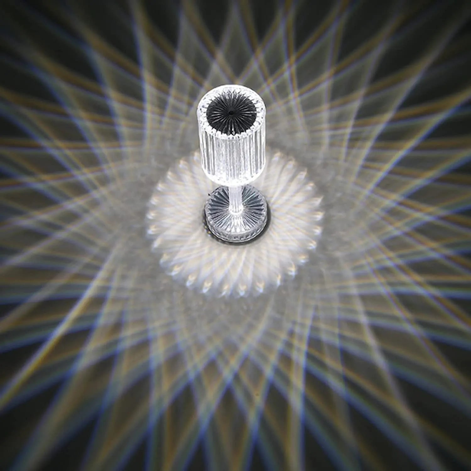 Crystal Touch Table Lamp – Cordless & Rechargeable | Dimmable LED Night Light with Diamond Cut Glass Body for Romantic Vibes, Party Decor & Bedroom Glow