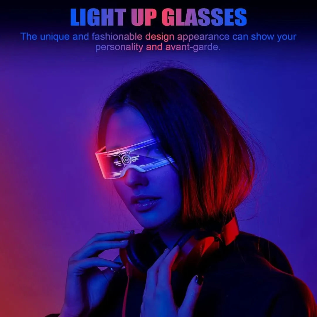 Luminous LED Futuristic Goggles for Party & Cosplay – Rechargeable Light Up Glasses for Rave, Festival, Halloween & Night Events