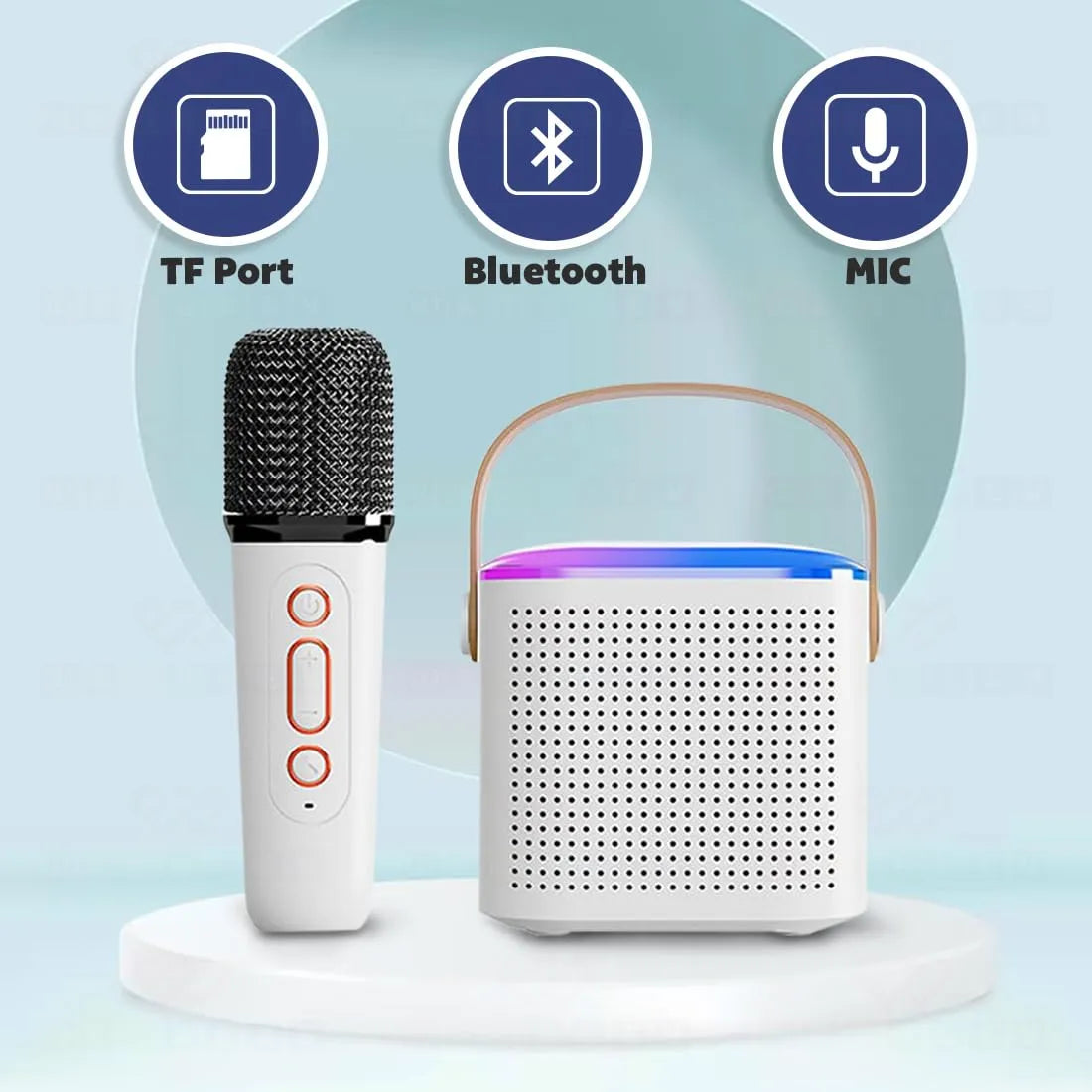 Rechargeable Wireless Karaoke Microphone with Built-in Bluetooth Speaker – 5-in-1 Mic for Singing, Parties, Family Fun & Travel