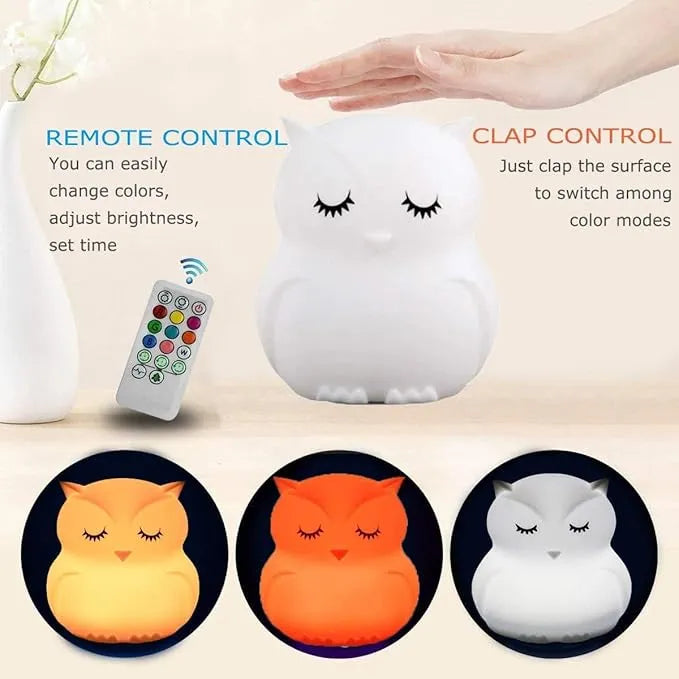Owl Silicone Lamp – Color Changing Night Light for Kids & Bedroom
