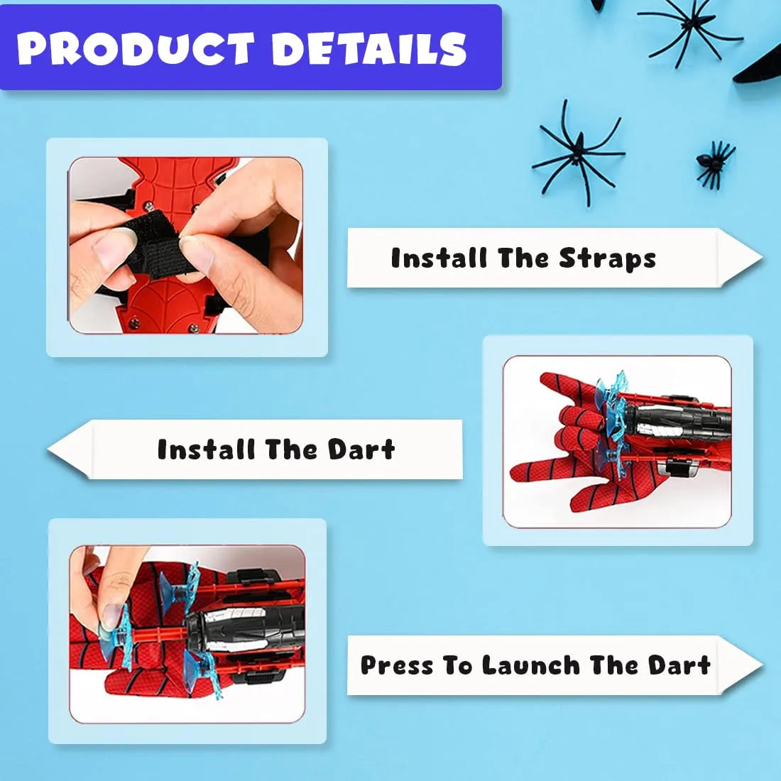 Spider Web Shooter Toy for Kids – Wrist Launcher Roleplay Kit with Glove & Dart Refills | Party Costume & Cosplay Prop for Boys & Girls
