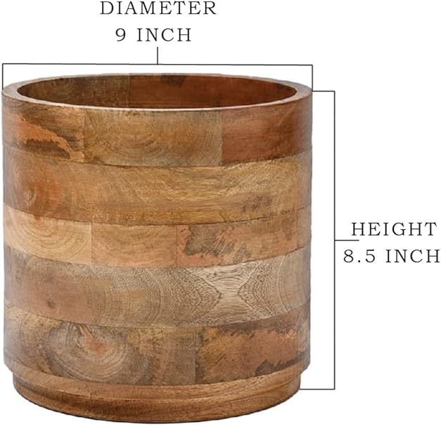 Large Mango Wood Cachepot for Plants