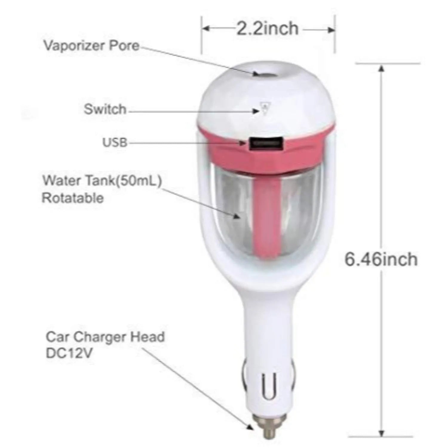 Car Humidifier – USB Mini Cool Mist Diffuser with LED Light | Portable Aroma Air Purifier for Car, Office & Travel