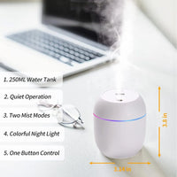 Egg-Shaped Humidifier – Cool Mist Air Diffuser with LED Light | USB Portable Mini Aroma Humidifier for Bedroom, Desk & Home Decor
