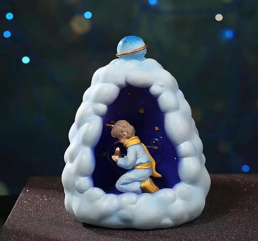 Stellar LED Night Lamp Resin Night Light Boy Statue for Kids Battery Powered Night Light Cute Bedside Lamp Resin Night Light Rechargeable Table Lamp for Kids Bedroom, Home decor, Office, Showcase (Blue) - Kalesh Monk