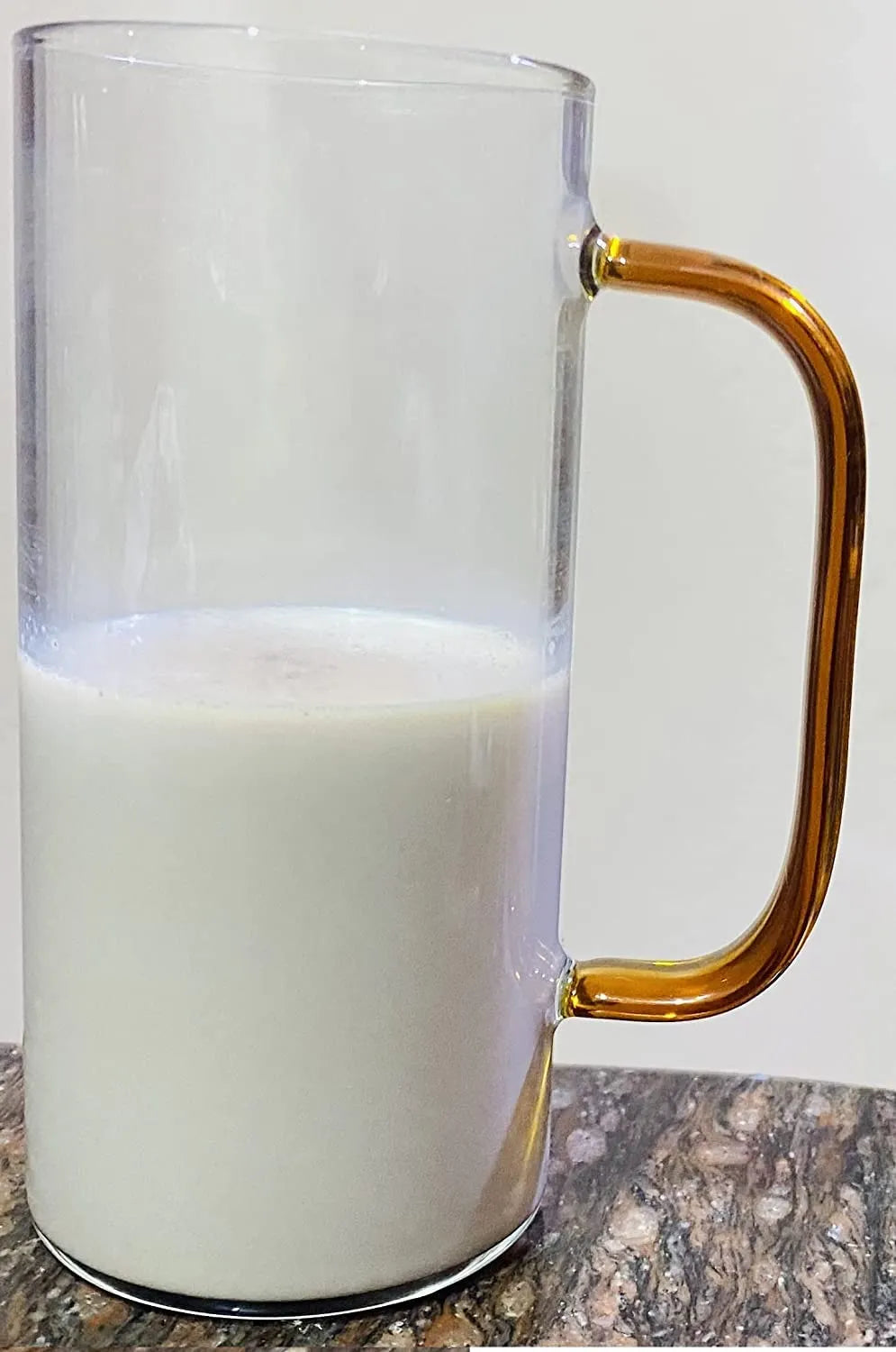 Glass Mug with Colorful Handle – Pack of 2 (380ml) | Aesthetic Borosilicate Coffee & Juice Mugs for Home, Café, Party Vibes