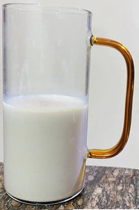 Glass Mug with Colorful Handle – Pack of 2 (380ml) | Aesthetic Borosilicate Coffee & Juice Mugs for Home, Café, Party Vibes