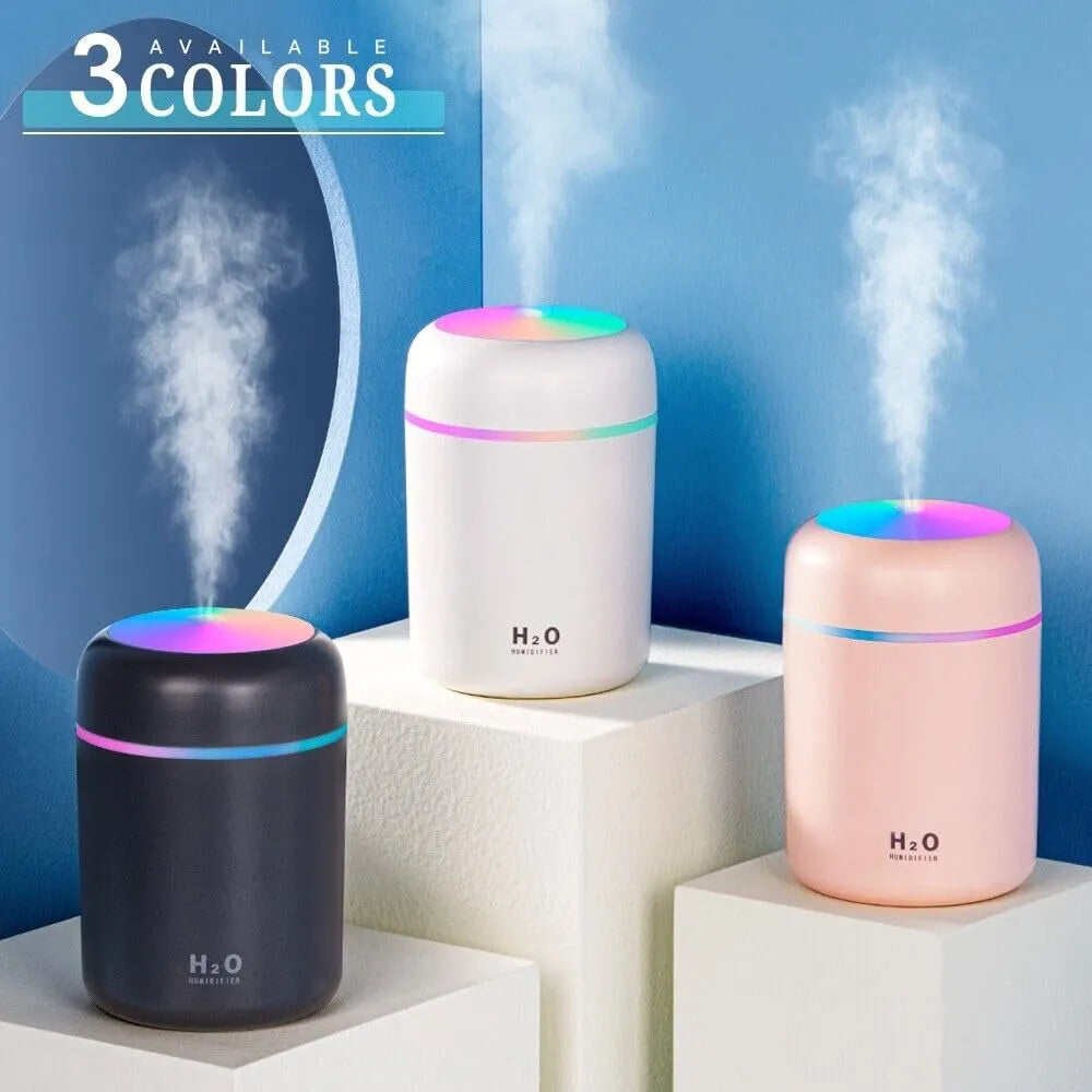Colorful Mini Humidifier – USB Portable Cool Mist Diffuser with LED Mood Light | Compact Aroma Air Purifier for Bedroom, Car & Desk
