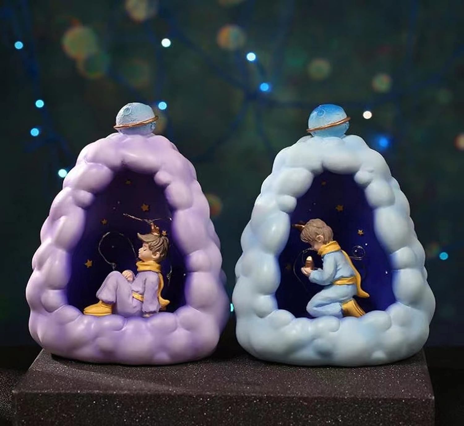 Stellar LED Night Lamp Resin Night Light Boy Statue for Kids Battery Powered Night Light Cute Bedside Lamp Resin Night Light Rechargeable Table Lamp for Kids Bedroom, Home decor, Office, Showcase (Blue) - Kalesh Monk