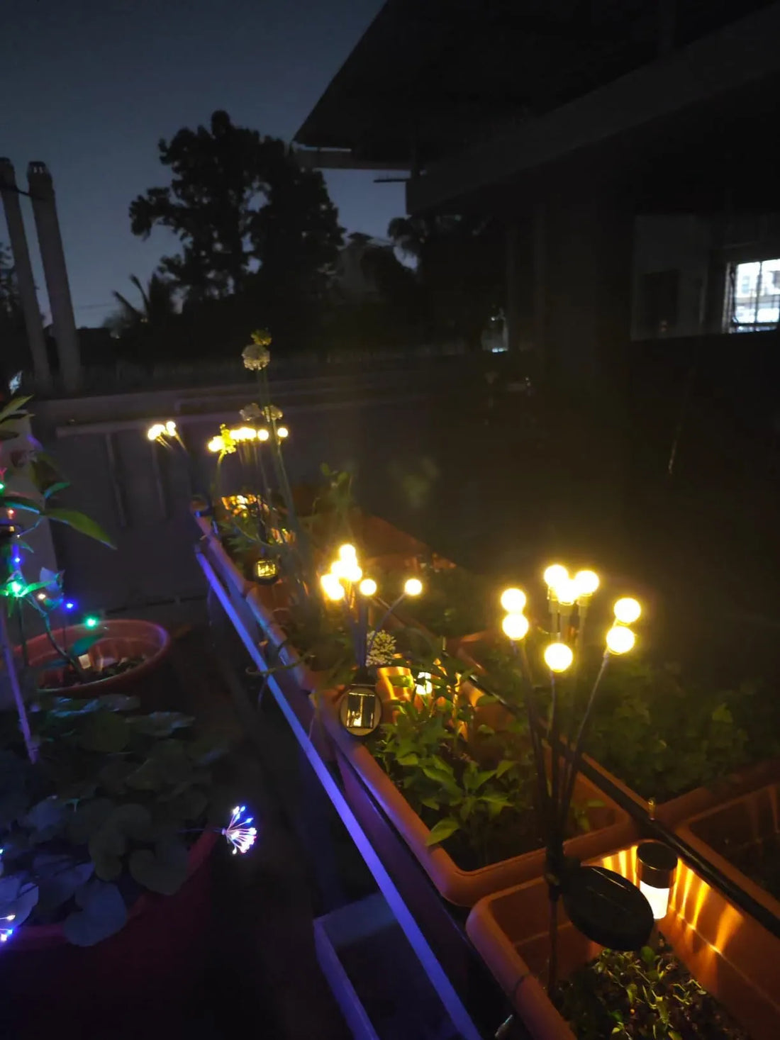 Solar Starburst Garden Lights (Pack of 2) – Waterproof Outdoor Swaying Lights for Patio, Lawn, Balcony & Party Decor