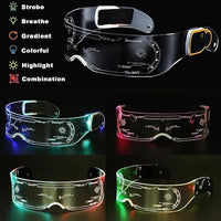 Luminous LED Futuristic Goggles for Party & Cosplay – Rechargeable Light Up Glasses for Rave, Festival, Halloween & Night Events
