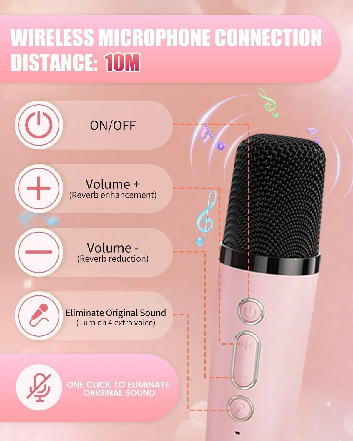 Rechargeable Wireless Karaoke Microphone with Built-in Bluetooth Speaker – 5-in-1 Mic for Singing, Parties, Family Fun & Travel