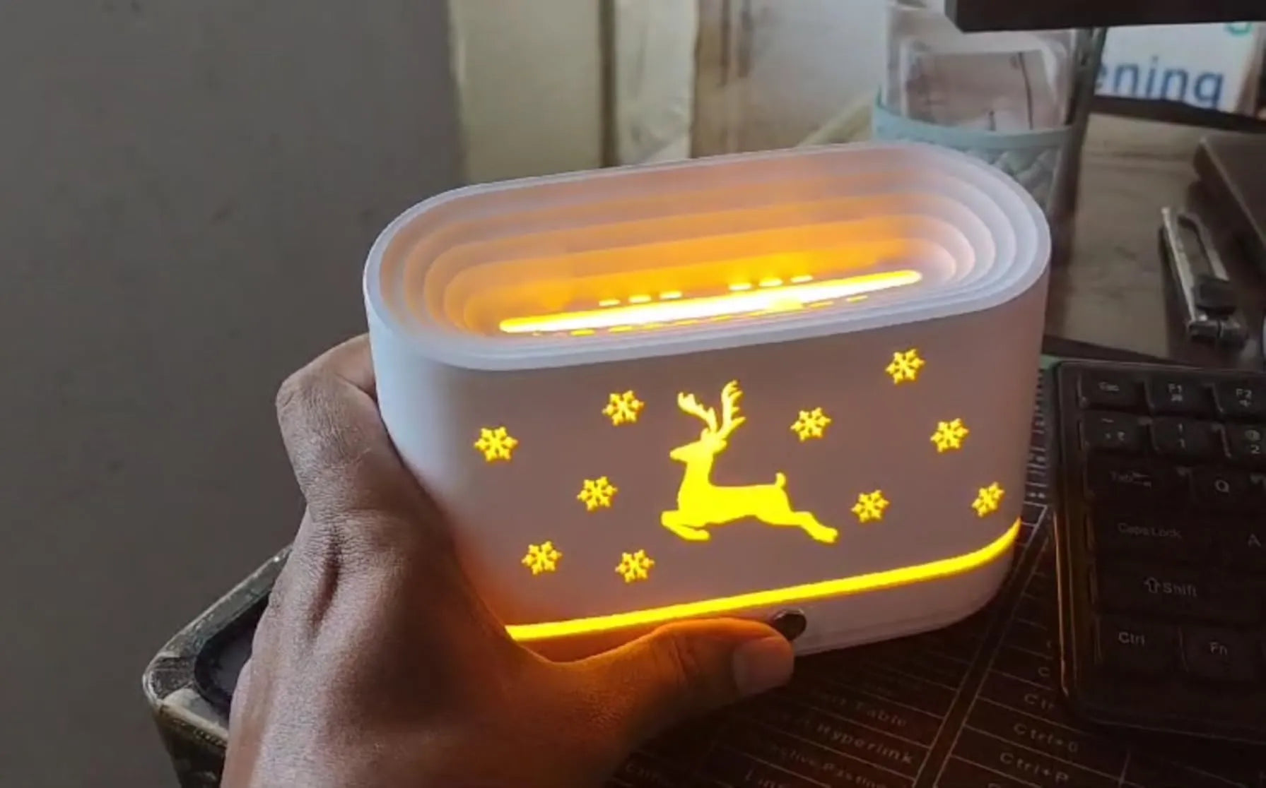 Flame Humidifier with LED Fire Effect – Cool Mist Aromatherapy Diffuser | USB Portable Air Purifier & Mood Light for Bedroom & Home Decor