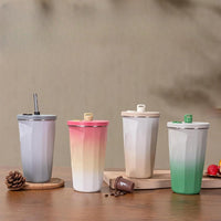Straw Tumbler with Lid Large Capacity Straw Water Bottle Vacuum Insulated Tumbler, Stylish, Stainless Steel, Portable Coffee Cup, - Kalesh Monk