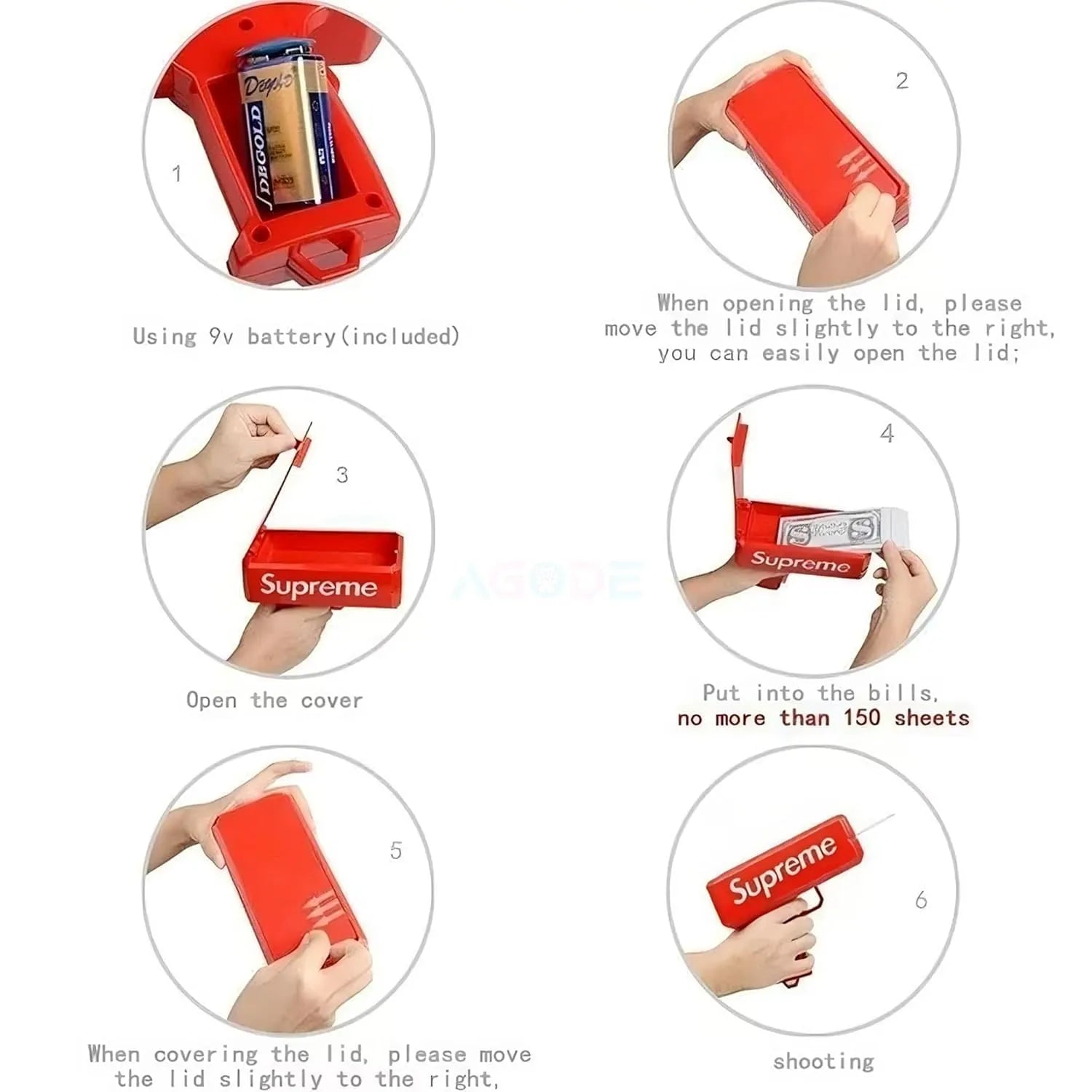 Supreme Style Money Gun – Cash Blaster Toy with Fake Dollar Bills | Ultimate Party Prop for Weddings, Birthdays, Bachelor Nights & Celebrations