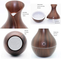 Wood Grain Aroma Humidifier – USB Cool Mist Diffuser with LED Light | Portable Essential Oil Air Purifier for Bedroom, Office & Home Decor