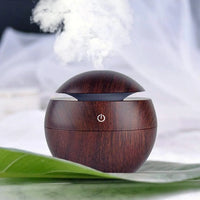 Dark Wood Grain Humidifier – USB Aroma Diffuser with Cool Mist & LED Light | Essential Oil Air Purifier for Bedroom, Office & Home Decor