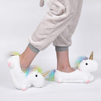 Cute Cartoon Unicorn Slippers, Fluffy Plush Warm Comfortable Lounge Shoes, Soft Cozy Plush House Shoes For Women