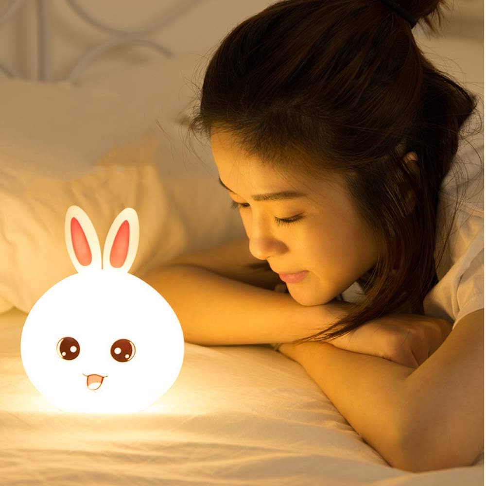 Rabbit Silicone Night Light - Color Changing LED Cute Lamp with Touch Sensor Control - Kalesh Monk