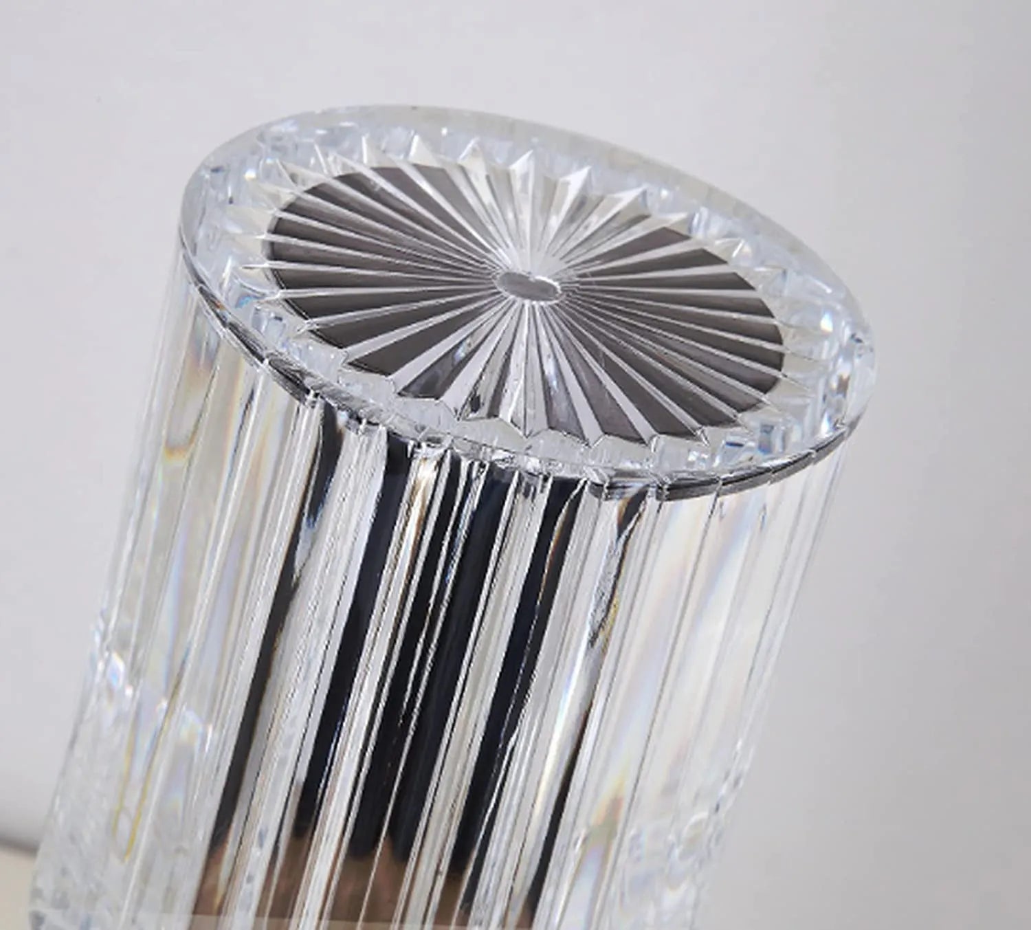 Crystal Touch Table Lamp – Cordless & Rechargeable | Dimmable LED Night Light with Diamond Cut Glass Body for Romantic Vibes, Party Decor & Bedroom Glow