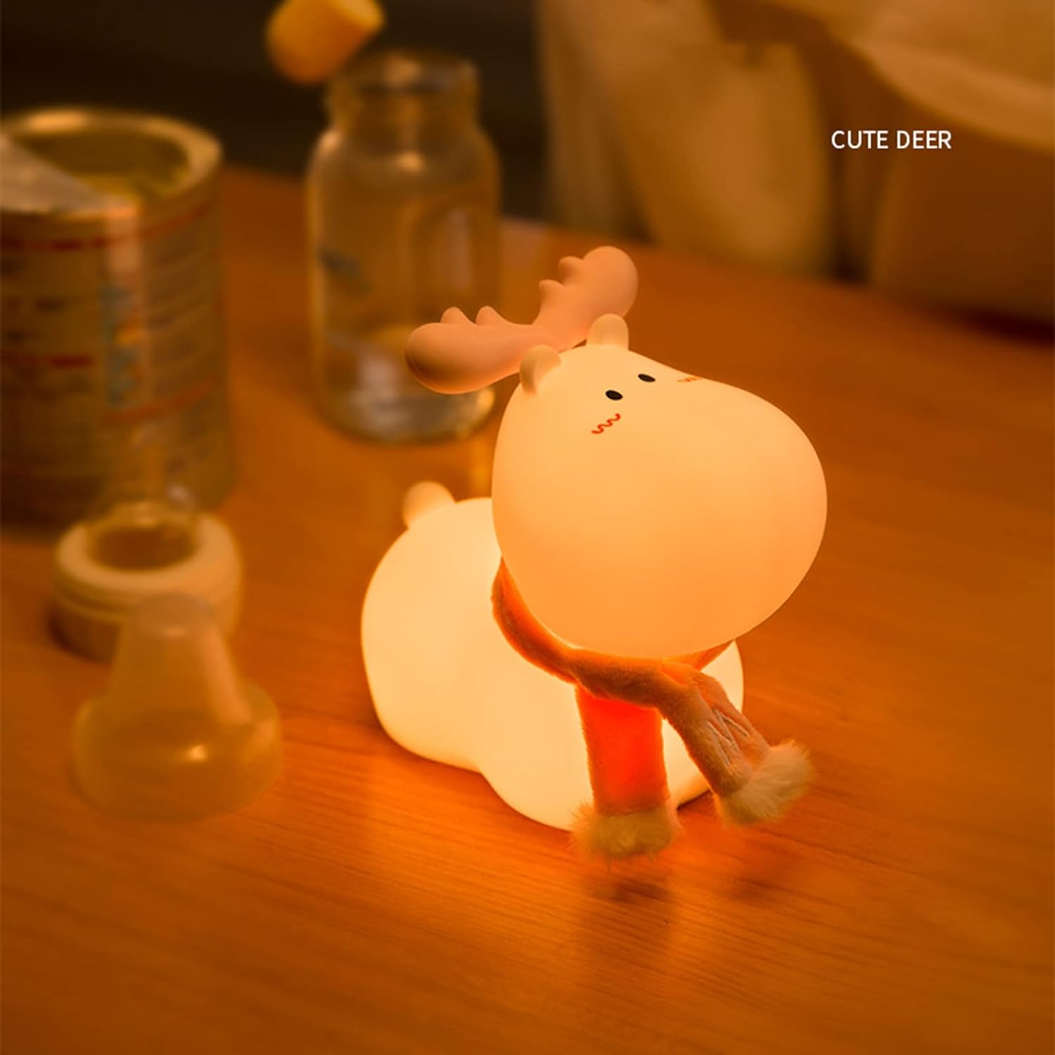 LED Night Light for Kids, Adorable Little Deer Silicone Night Light, USB Charging Colorful Night Lamp for Bedroom Baby Room Pink - Kalesh Monk