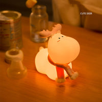 LED Night Light for Kids, Adorable Little Deer Silicone Night Light, USB Charging Colorful Night Lamp for Bedroom Baby Room Pink - Kalesh Monk