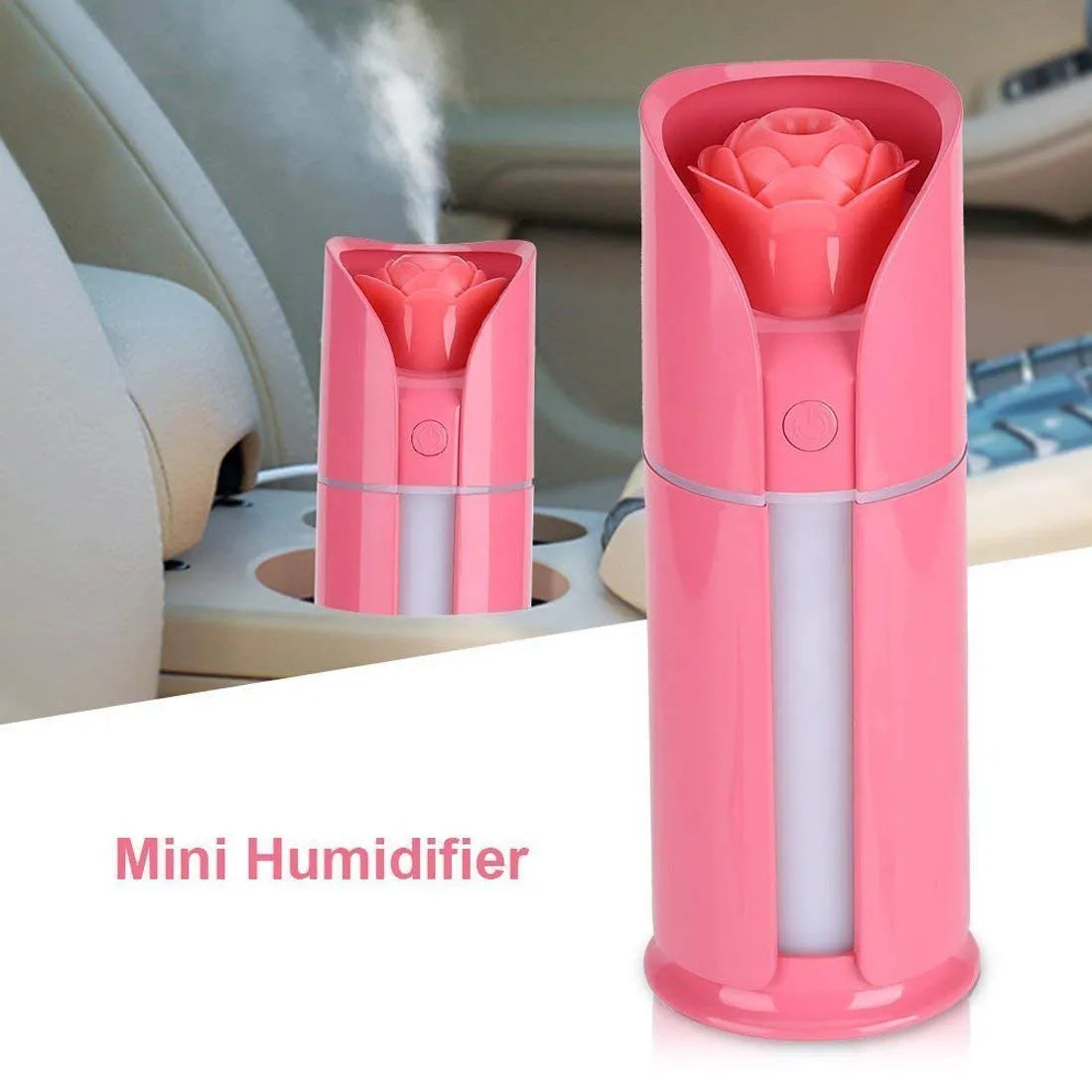 Rose Flower Humidifier – USB Cool Mist Aroma Diffuser with LED Light | Romantic Air Purifier for Bedroom, Office & Gifting