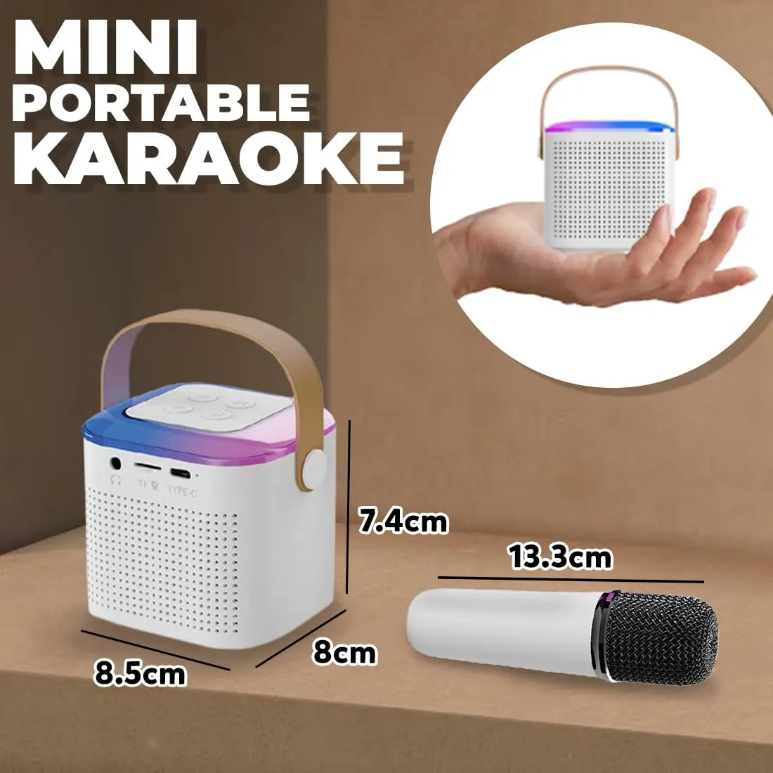 Rechargeable Wireless Karaoke Microphone with Built-in Bluetooth Speaker – 5-in-1 Mic for Singing, Parties, Family Fun & Travel