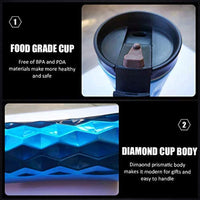 Double Wall Insulated Stainless Steel Diamond Cut Thermos Hot & Cold Tumbler Vacuum Flask 500 ML (Blue)