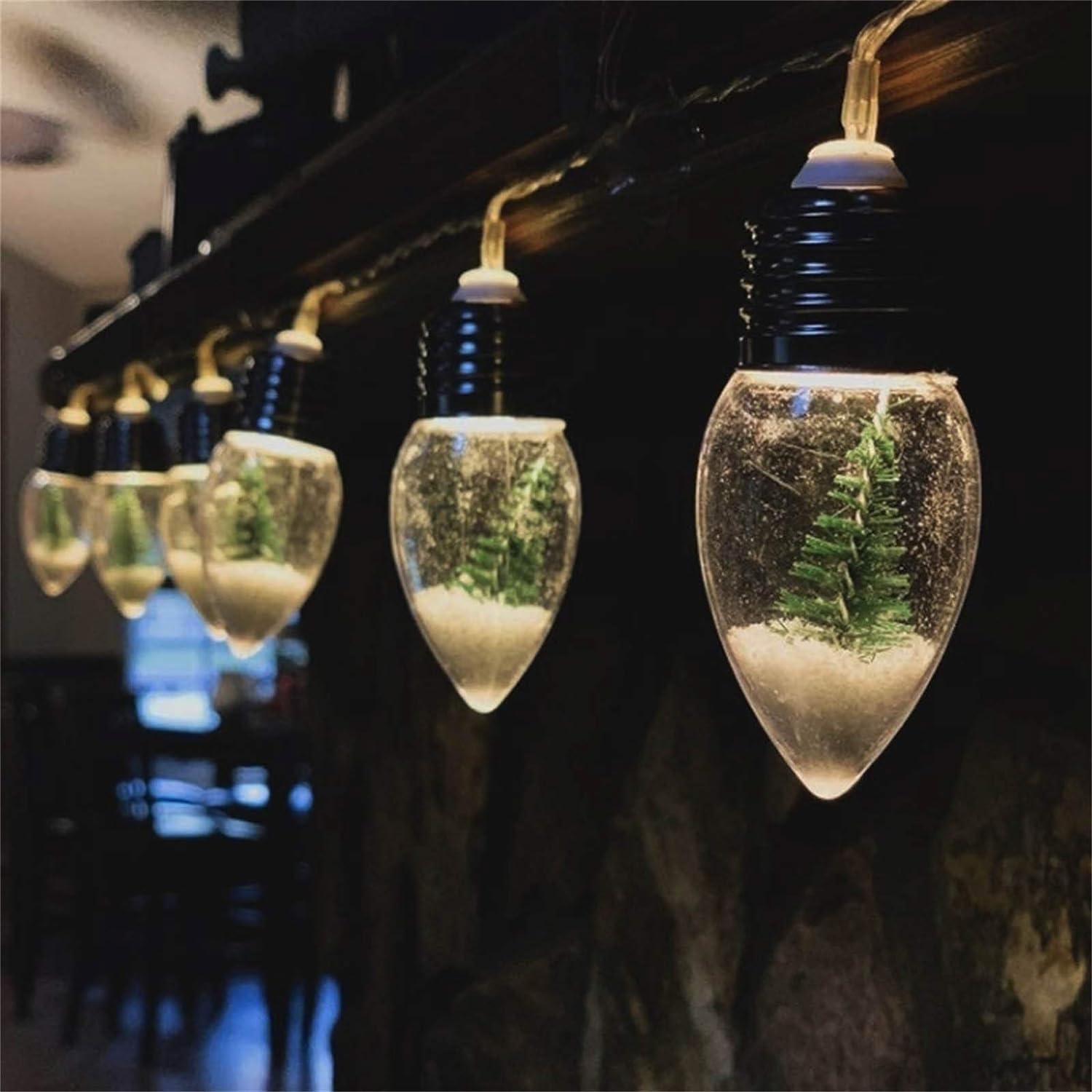 Christmas Tree Snow Globe Tree String Lights - Kalesh Monk