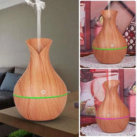 Wood Grain Aroma Humidifier – USB Cool Mist Diffuser with LED Light | Portable Essential Oil Air Purifier for Bedroom, Office & Home Decor