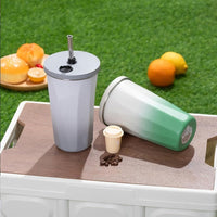 Straw Tumbler with Lid Large Capacity Straw Water Bottle Vacuum Insulated Tumbler, Stylish, Stainless Steel, Portable Coffee Cup, - Kalesh Monk