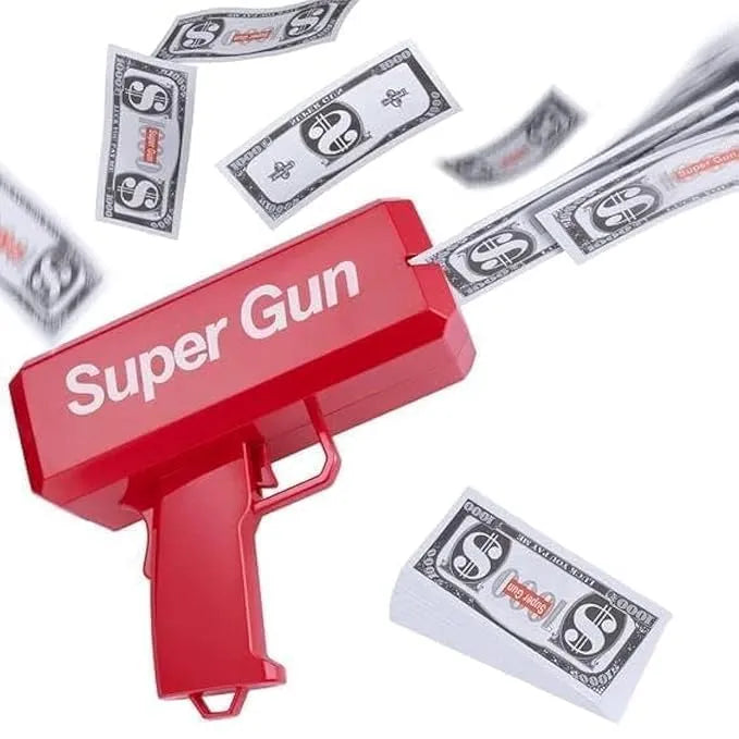 Supreme Style Money Gun – Cash Blaster Toy with Fake Dollar Bills | Ultimate Party Prop for Weddings, Birthdays, Bachelor Nights & Celebrations