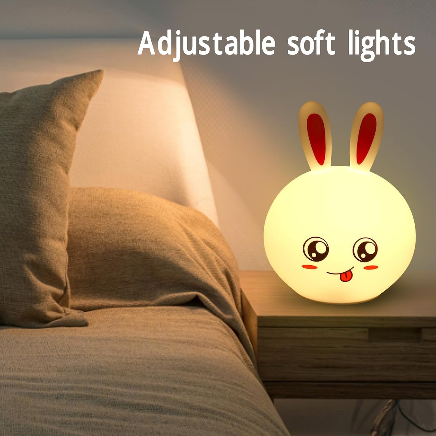 Rabbit Silicone Night Light - Color Changing LED Cute Lamp with Touch Sensor Control - Kalesh Monk