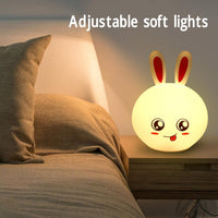 Rabbit Silicone Night Light - Color Changing LED Cute Lamp with Touch Sensor Control - Kalesh Monk
