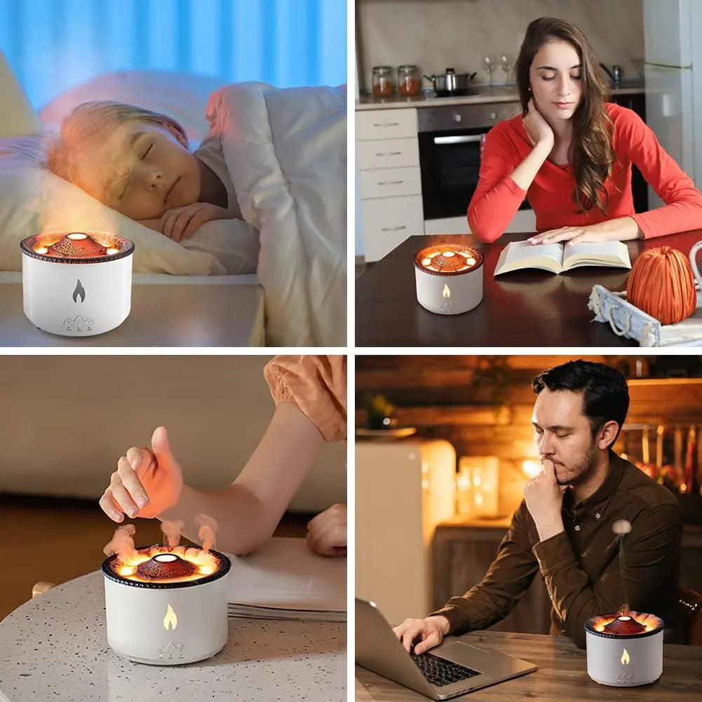 Volcano LED Humidifier – Aromatherapy Diffuser with Lava Effect | Cool Mist Air Purifier & Night Light for Home, Office & Bedroom