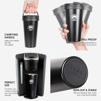 Double Wall Vacuum Insulated Travel Stainless Steel Tea Coffee Flask Thermos Mug Tumbler with Flip Lid Mesh Strainer Hot and Cold for 6 Hours