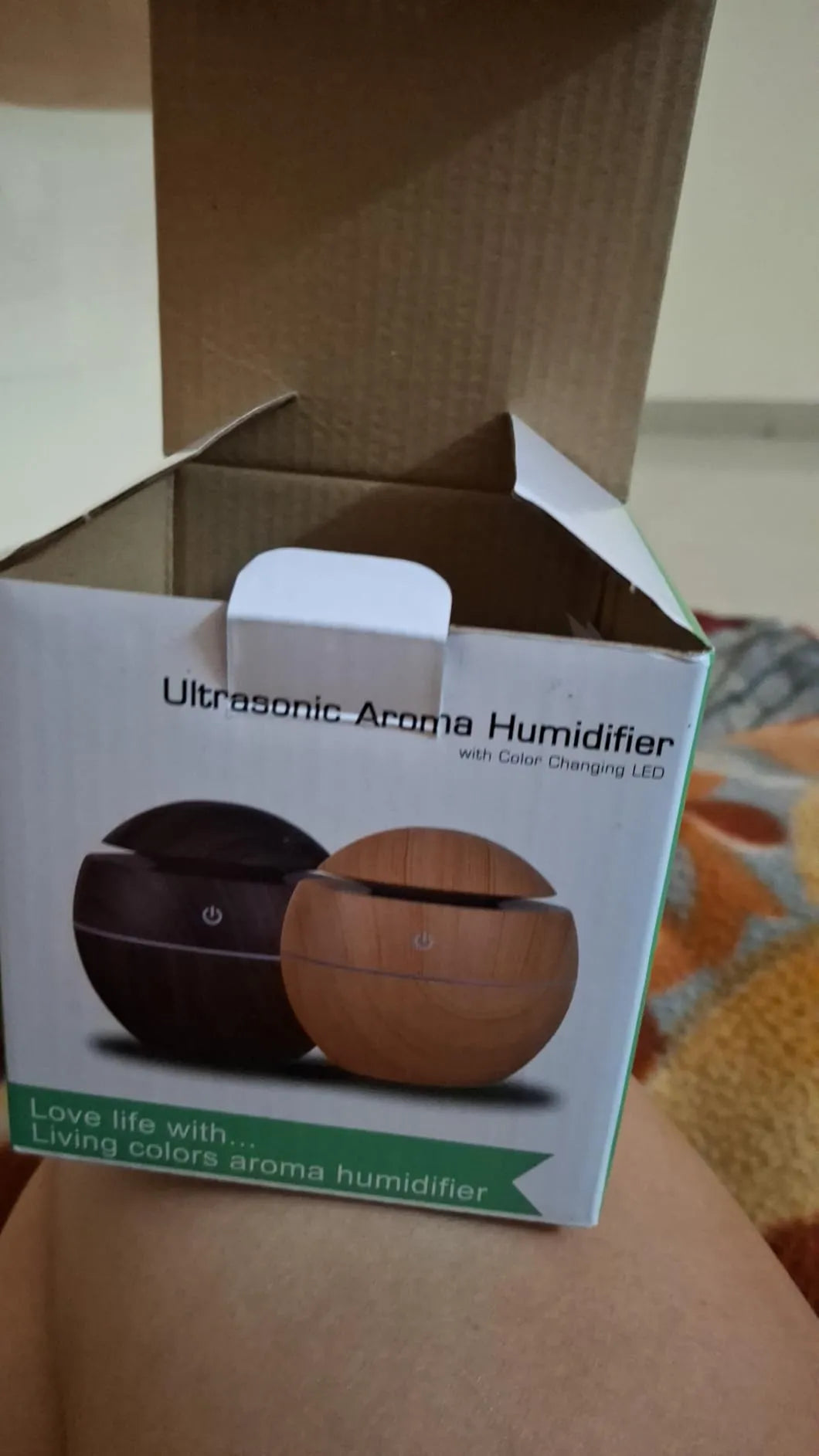 Dark Wood Grain Humidifier – USB Aroma Diffuser with Cool Mist & LED Light | Essential Oil Air Purifier for Bedroom, Office & Home Decor