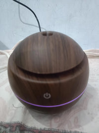 Dark Wood Grain Humidifier – USB Aroma Diffuser with Cool Mist & LED Light | Essential Oil Air Purifier for Bedroom, Office & Home Decor