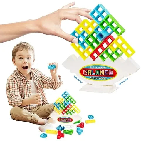 Tetra Tower Balance Game – Wobbly Block Stacking Challenge for Party Nights | Fun Skill Game for Adults, Kids & Family Game Nights