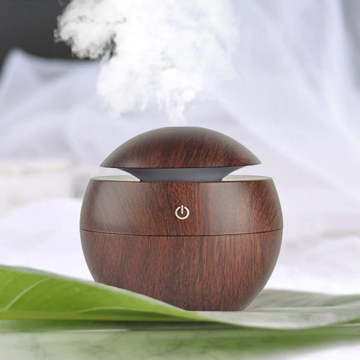 Dark Wood Grain Humidifier – USB Aroma Diffuser with Cool Mist & LED Light | Essential Oil Air Purifier for Bedroom, Office & Home Decor